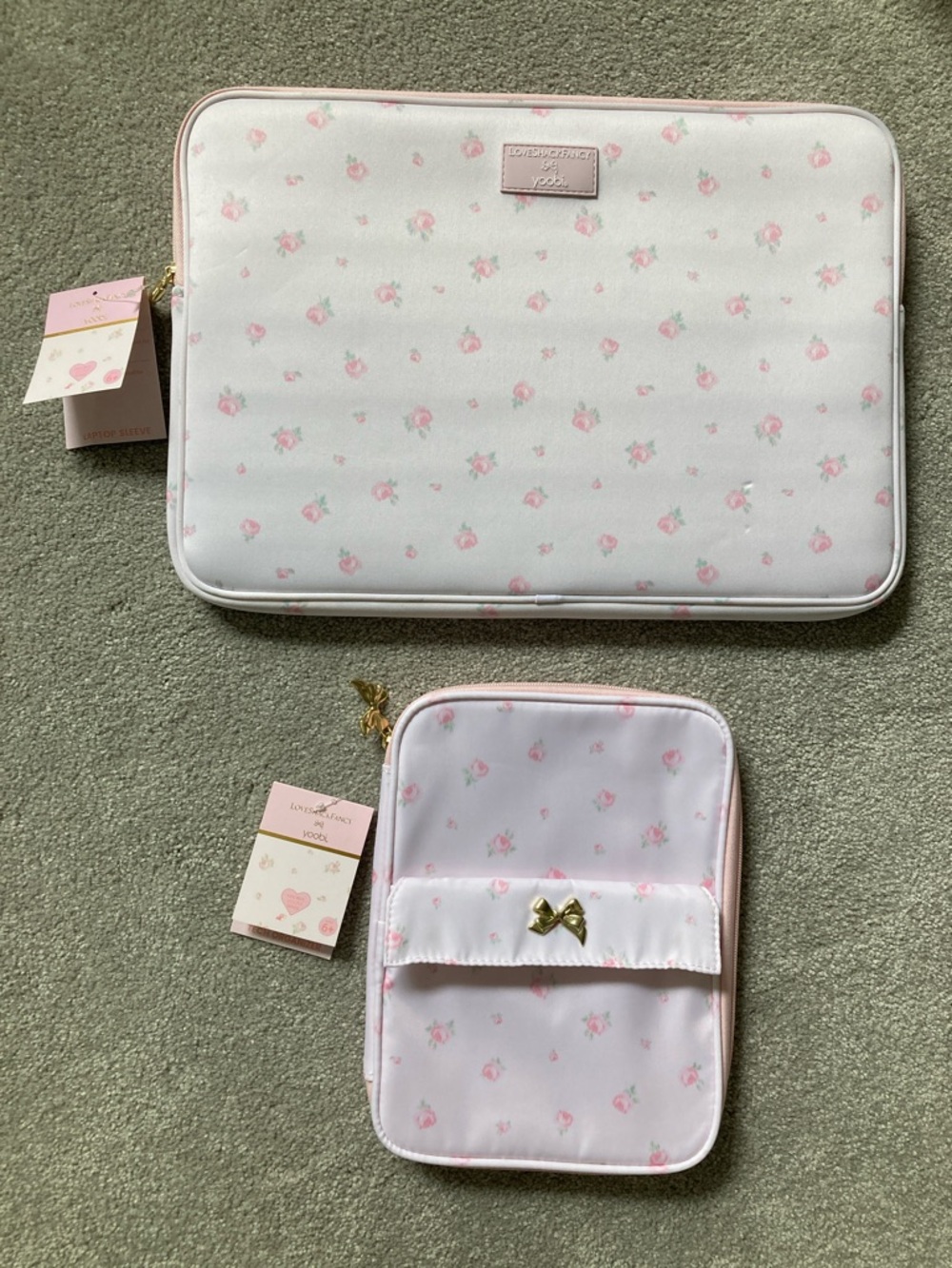 IN-HAND | LoveShackFancy x Target Yoobi Pink Laptop Sleeve & Tech Organizer